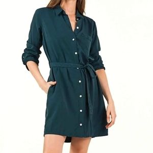 NWOT Faherty Utility Shirt Dress, Navy, S